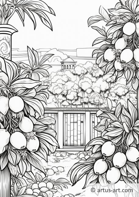 Pagina da colorare del giardino di kumquat